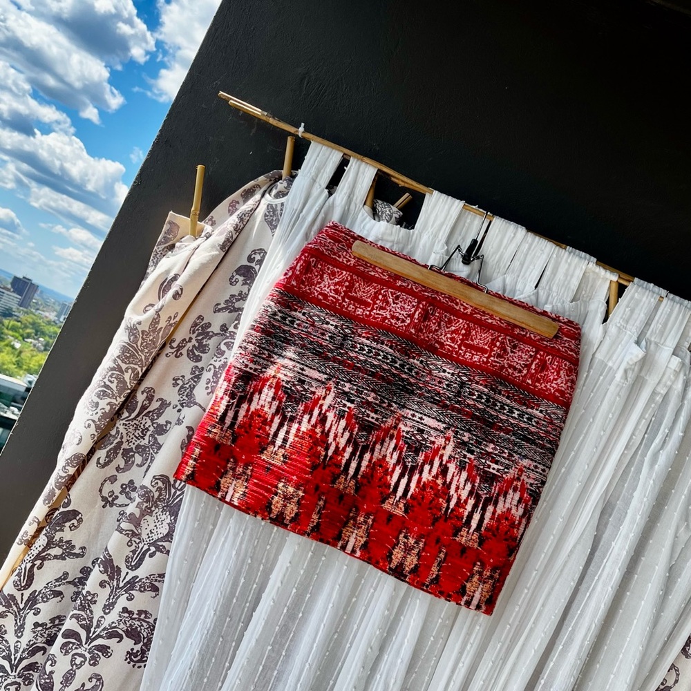 H&M Vibrant Red and Black Mini Skirt